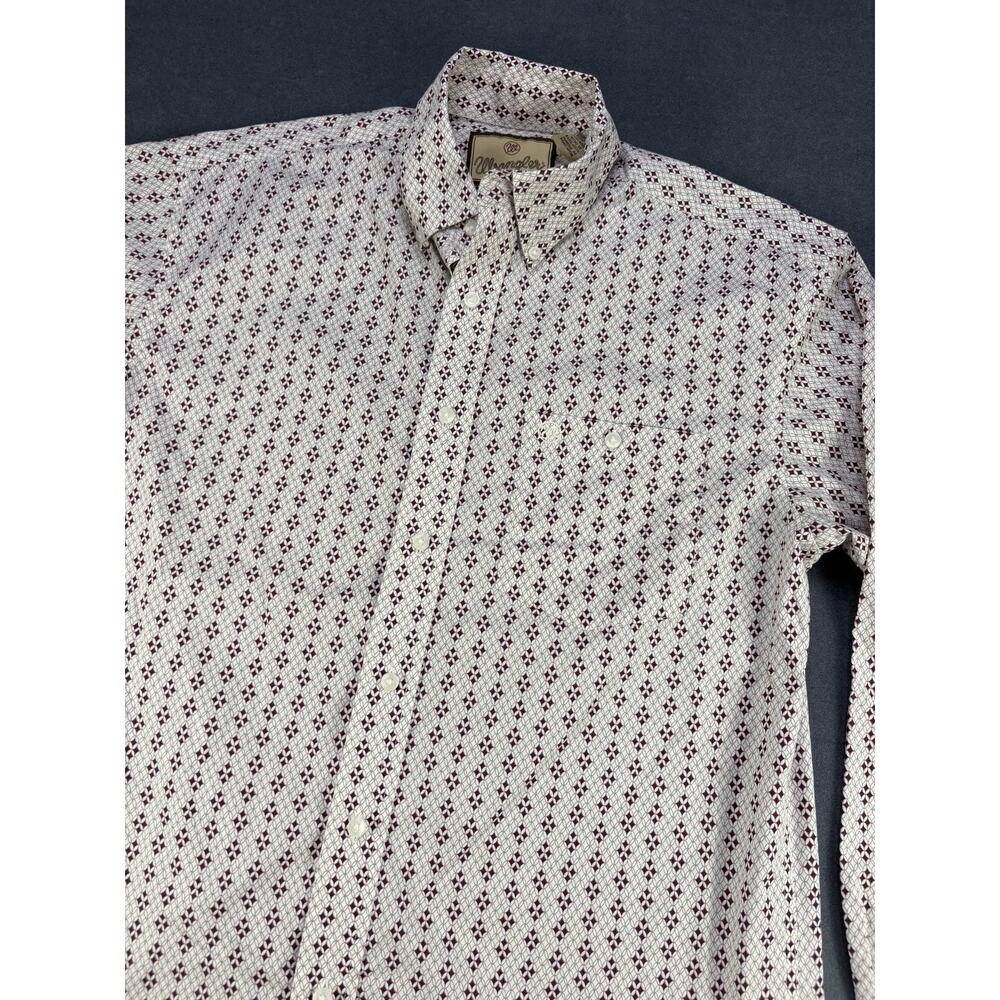 Wrangler Western Cowboy Button Down Shirt Red/White Mens Med - Picture 2 of 9